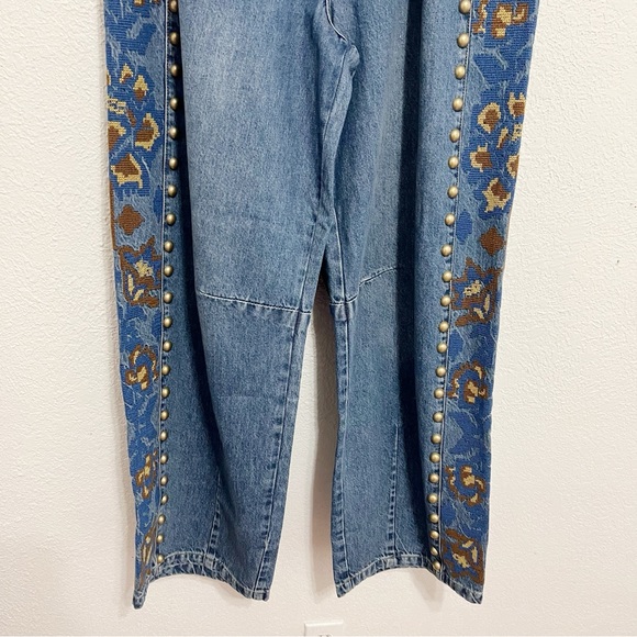 NWT Farm Rio Denim Metal Details Embroidered High Waist Pants - Picture 6 of 11